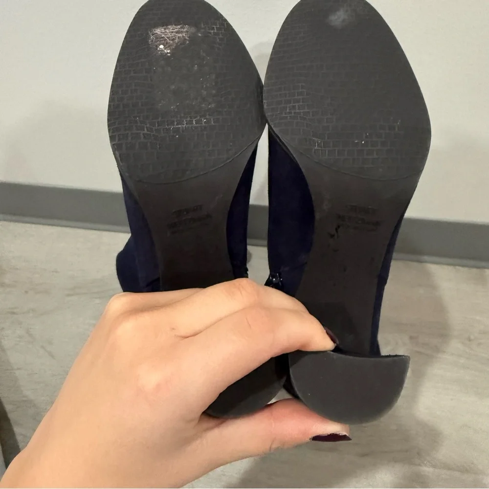 Stuart Weitzman Boots AllJack Over The Knee in Blue Suede